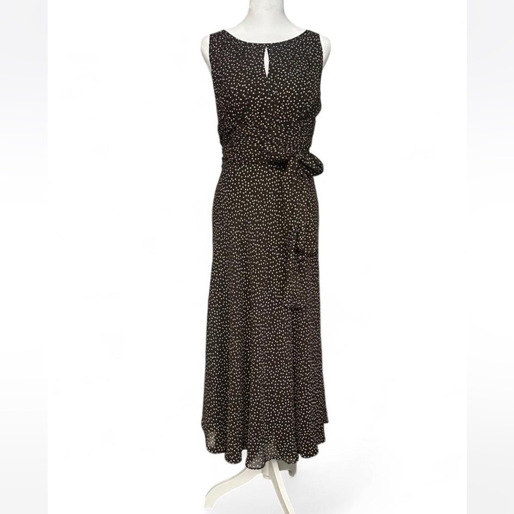 Adrianna Papell silk chiffon polka dot midi dress